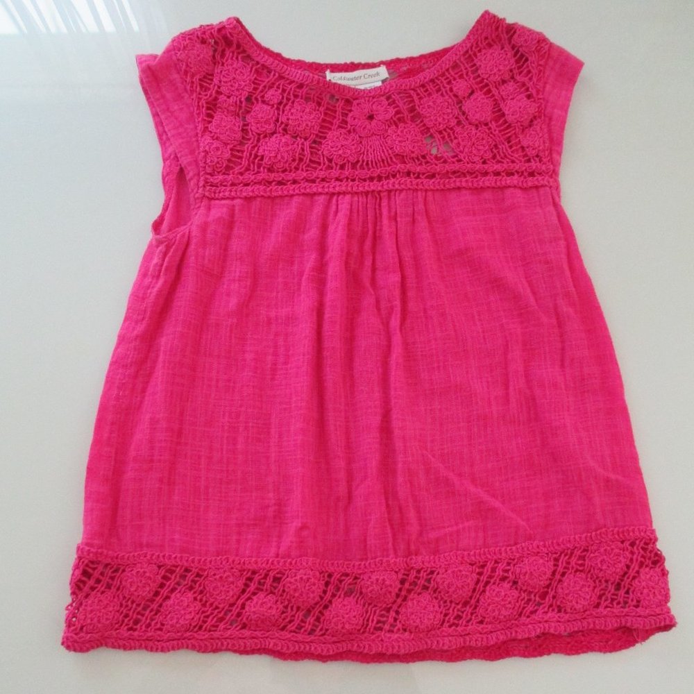 Coldwater Creek Open Weave Sleeveless Summer Top XS Dark Pink